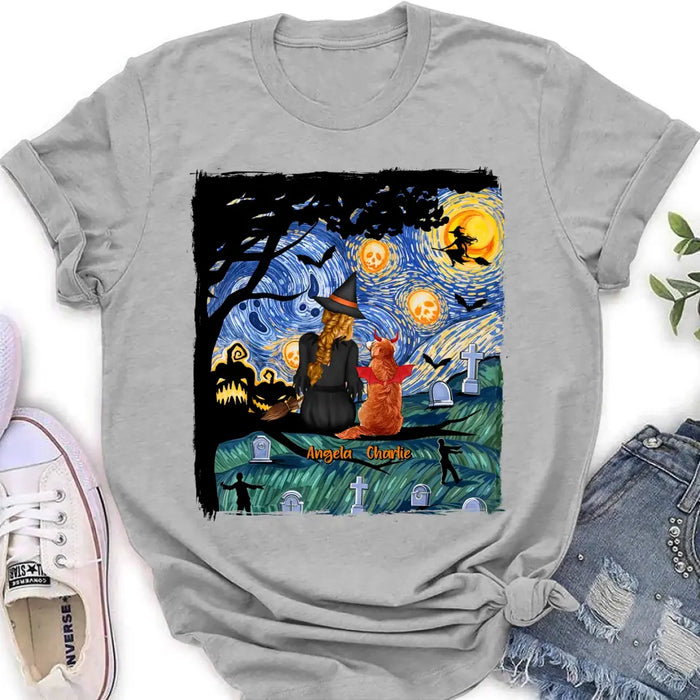 Personalized Witch Halloween T-shirt/Long Sleeve/Sweatshirt/Hoodie - Gift Idea For Dog/Cat Lover