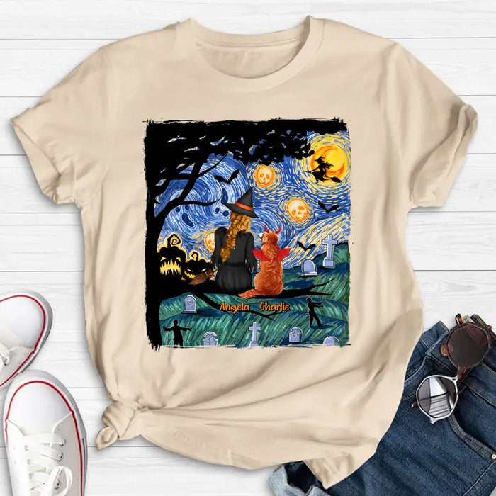 Personalized Witch Halloween T-shirt/Long Sleeve/Sweatshirt/Hoodie - Gift Idea For Dog/Cat Lover