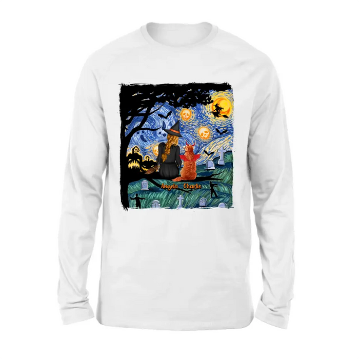 Personalized Witch Halloween T-shirt/Long Sleeve/Sweatshirt/Hoodie - Gift Idea For Dog/Cat Lover