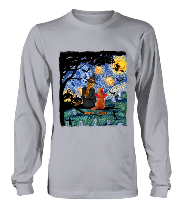 Personalized Witch Halloween T-shirt/Long Sleeve/Sweatshirt/Hoodie - Gift Idea For Dog/Cat Lover
