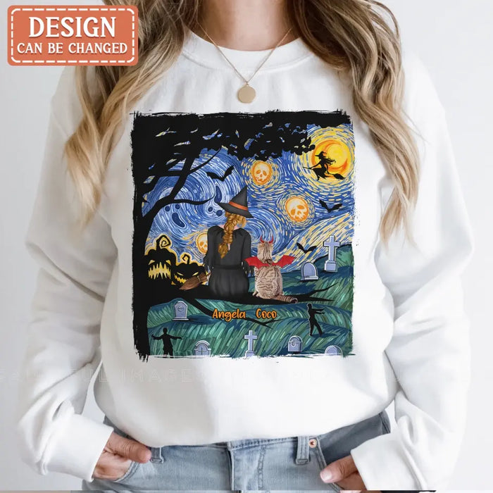 Personalized Witch Halloween T-shirt/Long Sleeve/Sweatshirt/Hoodie - Gift Idea For Dog/Cat Lover