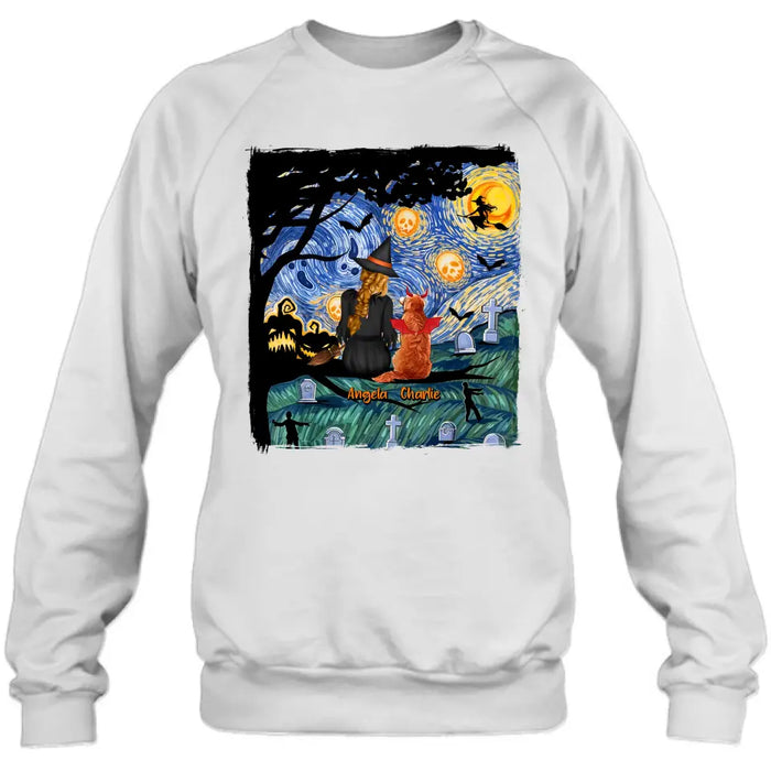 Personalized Witch Halloween T-shirt/Long Sleeve/Sweatshirt/Hoodie - Gift Idea For Dog/Cat Lover