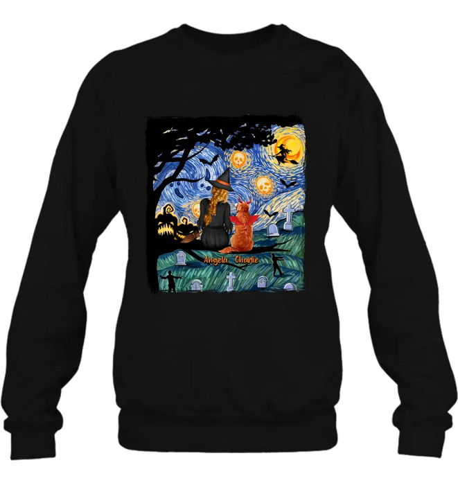 Personalized Witch Halloween T-shirt/Long Sleeve/Sweatshirt/Hoodie - Gift Idea For Dog/Cat Lover