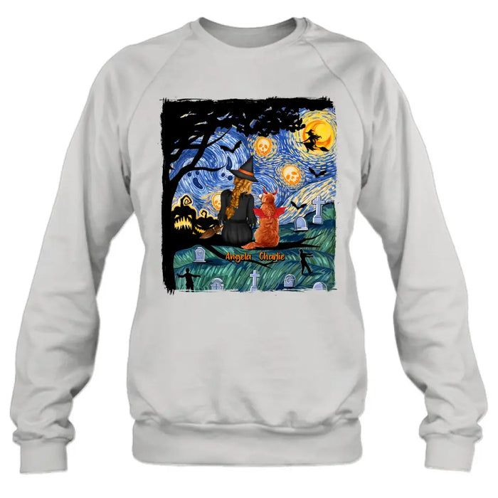 Personalized Witch Halloween T-shirt/Long Sleeve/Sweatshirt/Hoodie - Gift Idea For Dog/Cat Lover