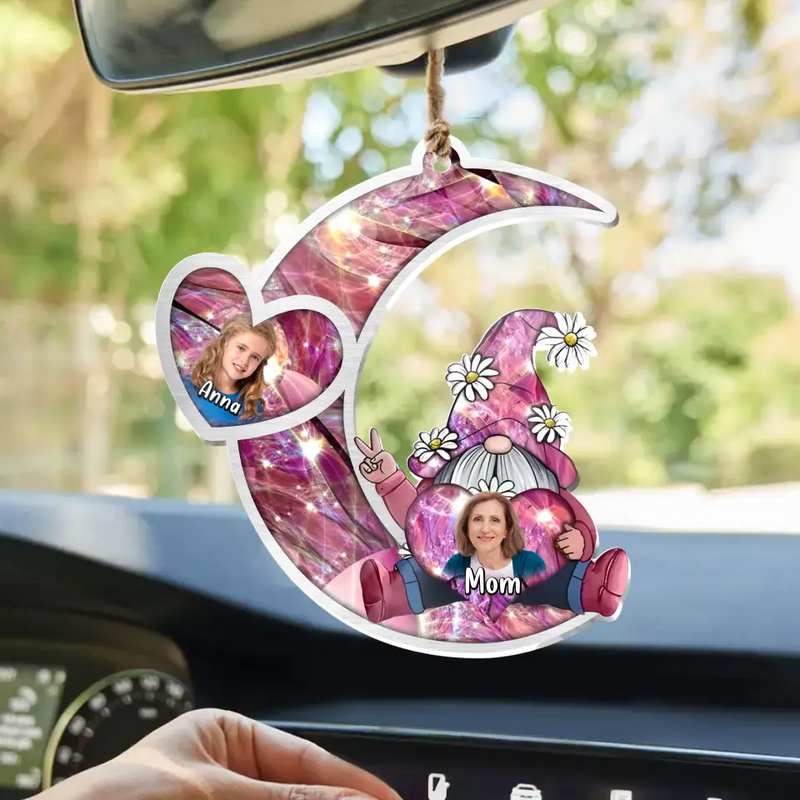 Personalized Sparkling Grandma Nana With Sweet Heart Kids Acrylic Car Ornament - Gift Idea To Grandma/Mother - Up to 5 Kids - Upload Photo