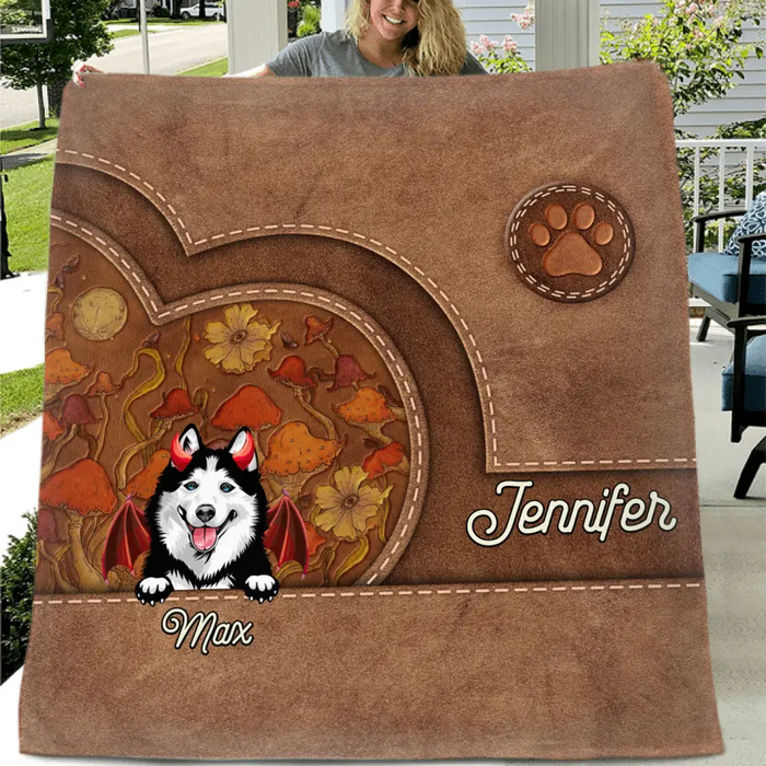 Personalized Dog Halloween Fleece Throw Blanket/Quilt - Gift Idea For Dog Lover - Up to 6 Dogs