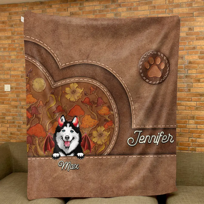 Personalized Dog Halloween Fleece Throw Blanket/Quilt - Gift Idea For Dog Lover - Up to 6 Dogs