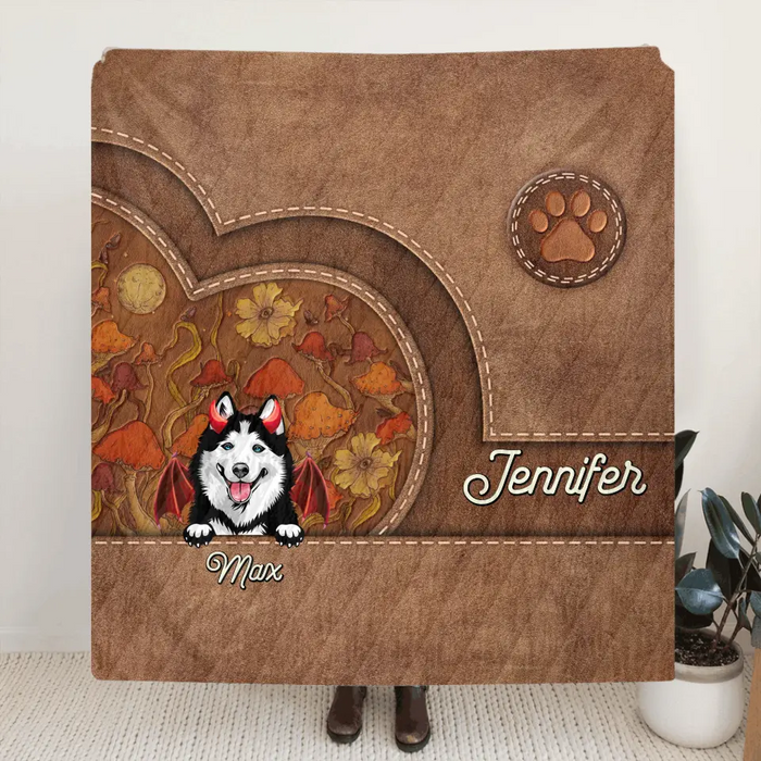 Personalized Dog Halloween Fleece Throw Blanket/Quilt - Gift Idea For Dog Lover - Up to 6 Dogs