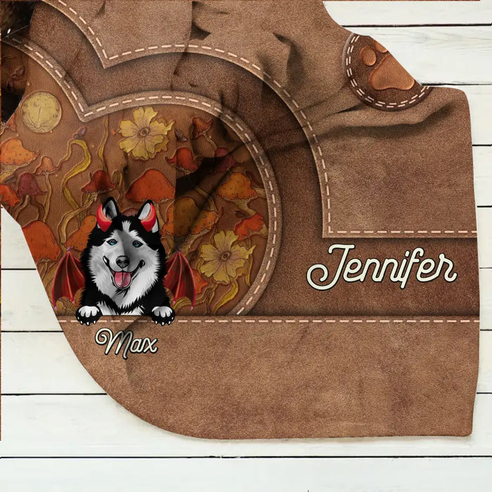 Personalized Dog Halloween Fleece Throw Blanket/Quilt - Gift Idea For Dog Lover - Up to 6 Dogs