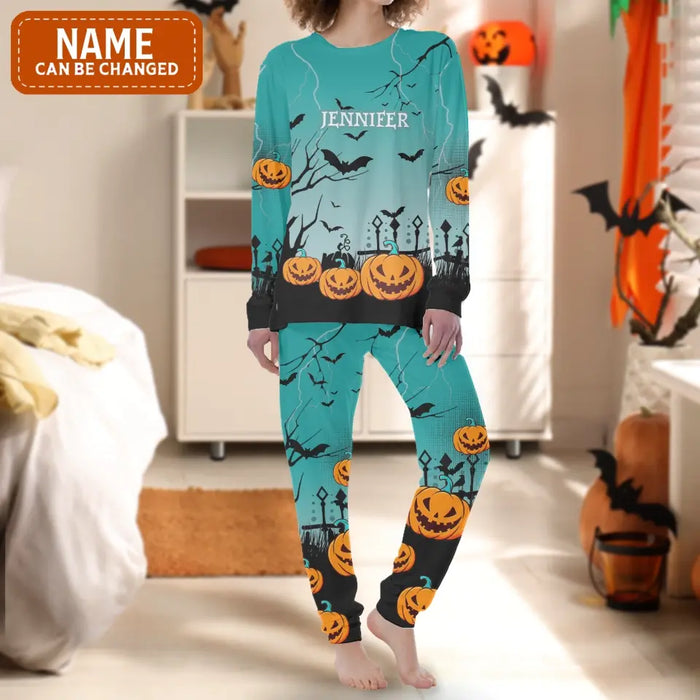 Personalized Halloween AOP Women's Pajamas - Halloween Gift Idea - Custom Name