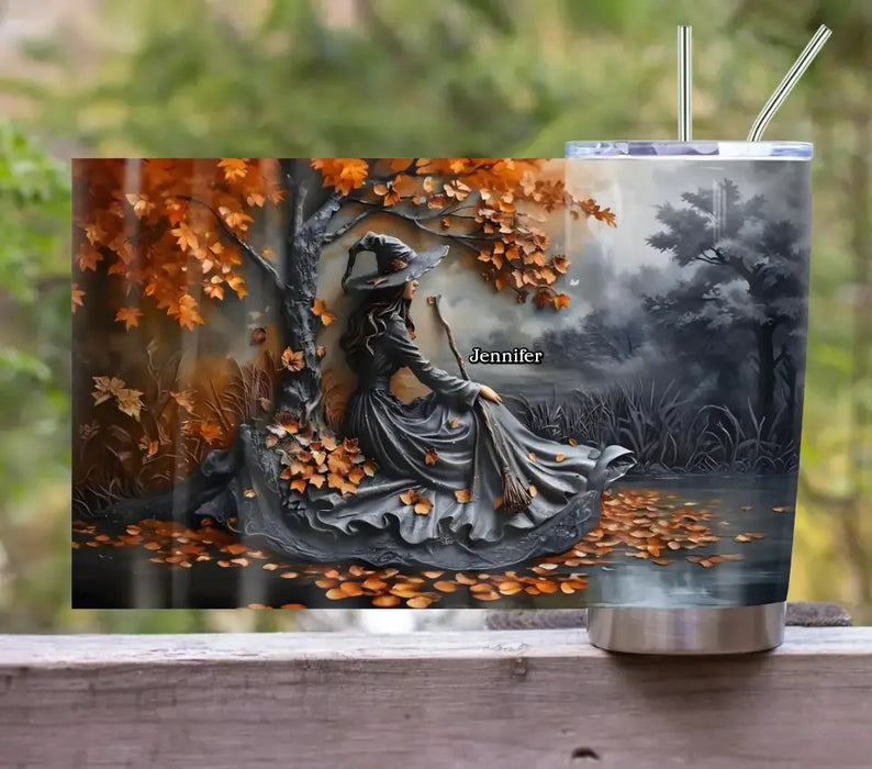 Personalized Witch Broom Tumbler - Halloween/Birthday Gift Idea For Yourself, Women, Witch Lovers