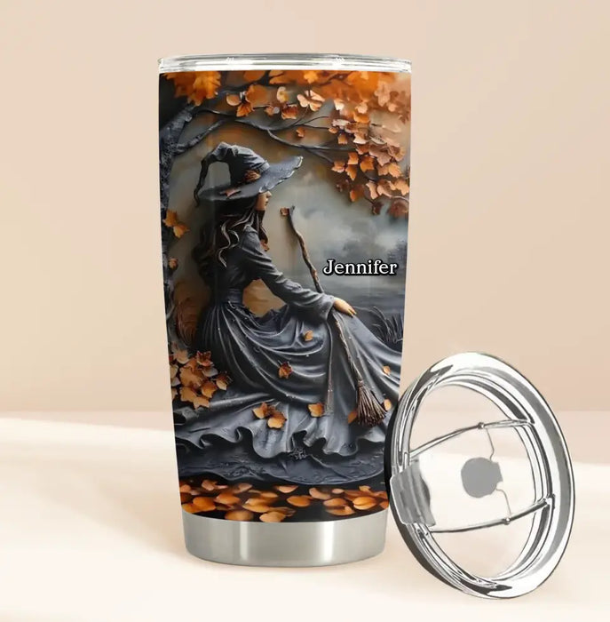 Personalized Witch Broom Tumbler - Halloween/Birthday Gift Idea For Yourself, Women, Witch Lovers