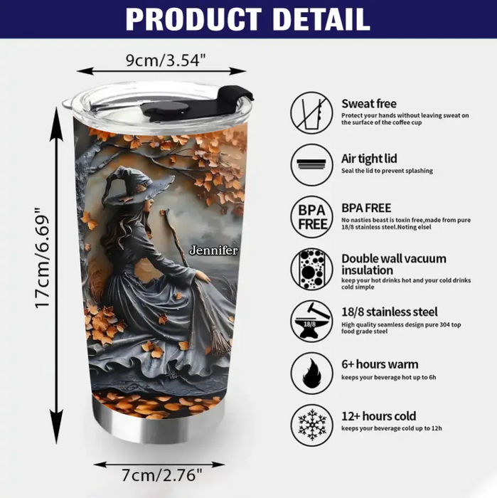 Personalized Witch Broom Tumbler - Halloween/Birthday Gift Idea For Yourself, Women, Witch Lovers