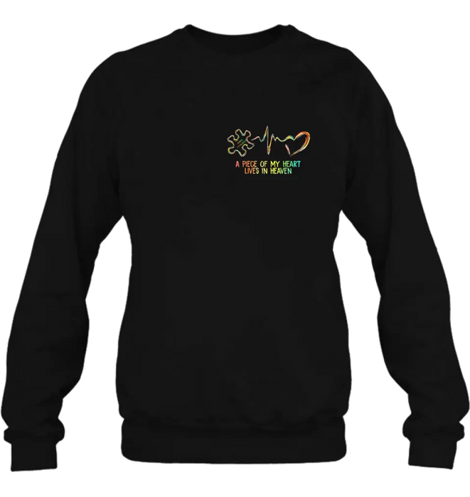 Personalized Memorial T-Shirt/Hoodie - Memorial Gift For Family Member - A Piece Of My Heart Lives In Heaven