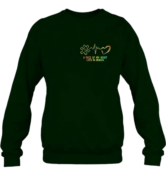 Personalized Memorial T-Shirt/Hoodie - Memorial Gift For Family Member - A Piece Of My Heart Lives In Heaven