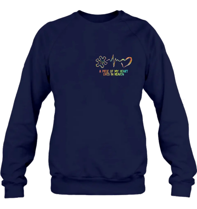 Personalized Memorial T-Shirt/Hoodie - Memorial Gift For Family Member - A Piece Of My Heart Lives In Heaven