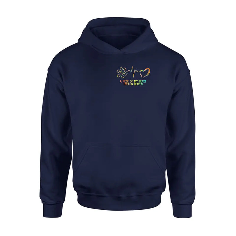 Personalized Memorial T-Shirt/Hoodie - Memorial Gift For Family Member - A Piece Of My Heart Lives In Heaven