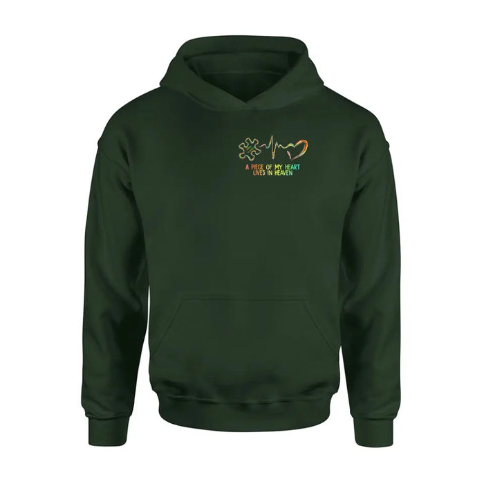Personalized Memorial T-Shirt/Hoodie - Memorial Gift For Family Member - A Piece Of My Heart Lives In Heaven