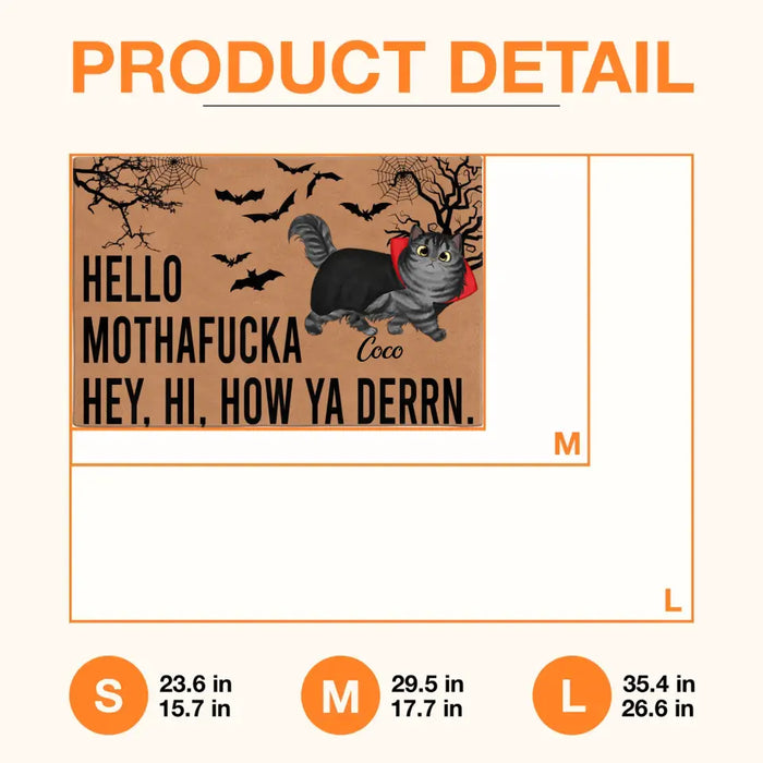 Personalized Cat Doormat - Halloween Gift Idea For Cat Lover - Up to 5 Cats - Hello Mothafucka