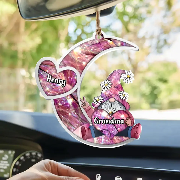 Personalized Sparkling Grandma Nana With Sweet Heart Kids Acrylic Car Ornament - Gift Idea To Grandma/Mother - Up to 5 Kids