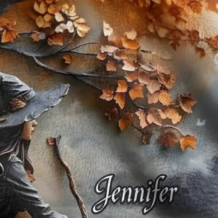 Personalized Witch Broom Quilt/Fleece Throw Blanket - Halloween/Birthday Gift Idea For Yourself, Women, Witch Lovers
