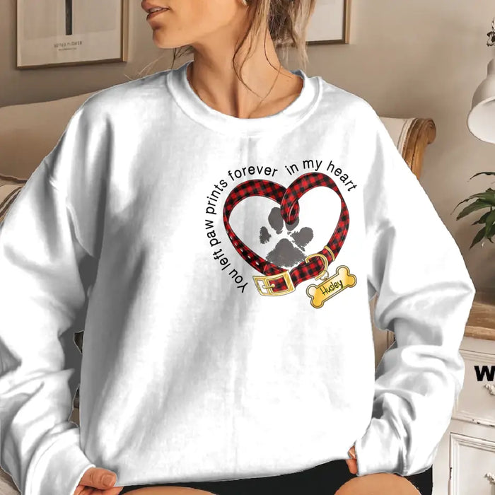 Personalized Dog Collar Sweater - Christmas Gift Idea For Dog Lover - You Left Paw Prints Forever In My Heart
