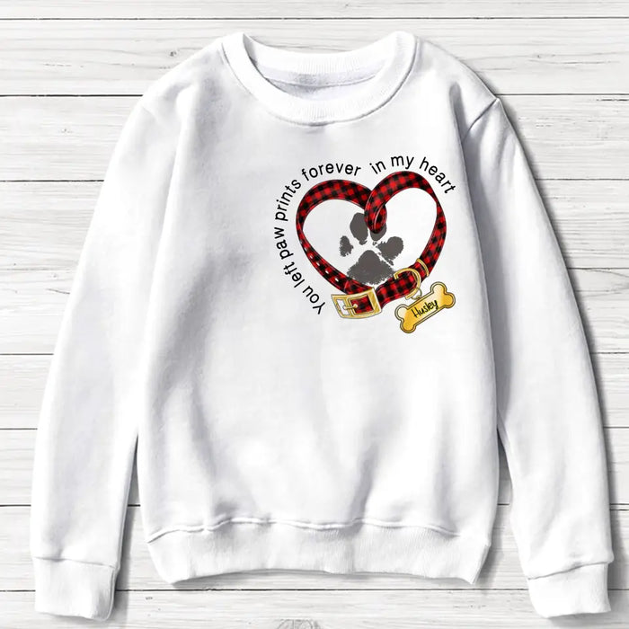 Personalized Dog Collar Sweater - Christmas Gift Idea For Dog Lover - You Left Paw Prints Forever In My Heart