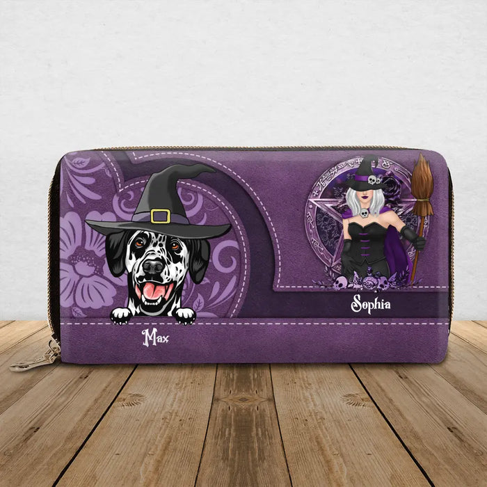 Personalized Witch Pets Long Wallet - Halloween/Birthday Gift Idea For Dog/Cat Lover - Up to 5 Pets