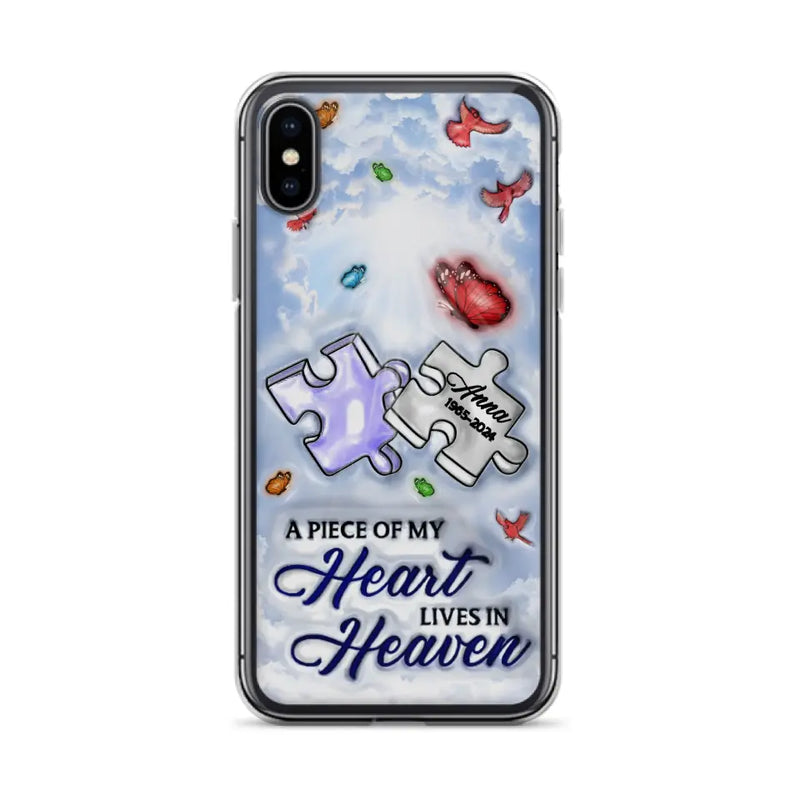 Personalized Memorial Piece Phone Case - Memorial Gift Idea - Case For iPhone/Samsung - A Piece Of My Heart Lives In Heaven