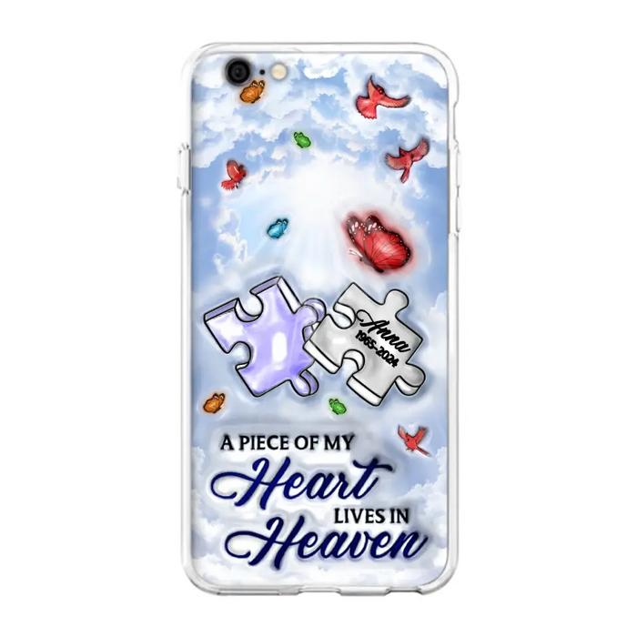Personalized Memorial Piece Phone Case - Memorial Gift Idea - Case For iPhone/Samsung - A Piece Of My Heart Lives In Heaven