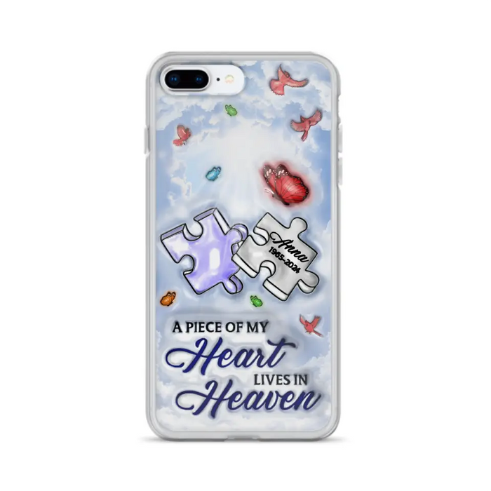 Personalized Memorial Piece Phone Case - Memorial Gift Idea - Case For iPhone/Samsung - A Piece Of My Heart Lives In Heaven