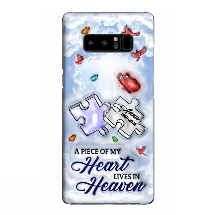 Personalized Memorial Piece Phone Case - Memorial Gift Idea - Case For iPhone/Samsung - A Piece Of My Heart Lives In Heaven