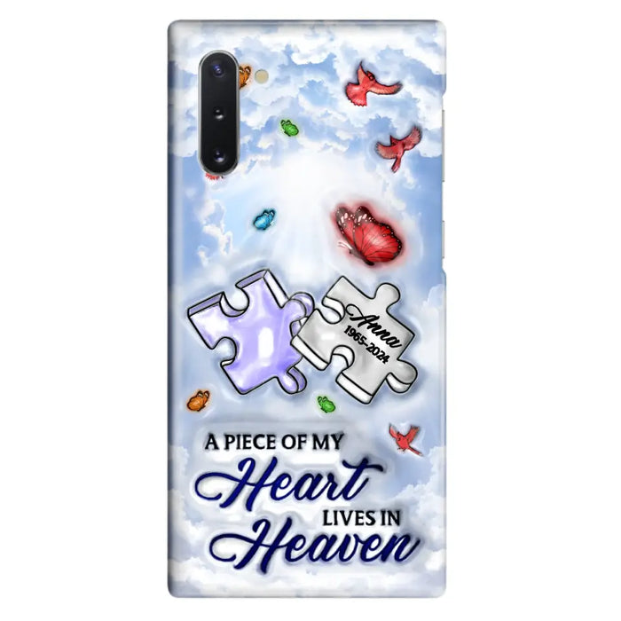Personalized Memorial Piece Phone Case - Memorial Gift Idea - Case For iPhone/Samsung - A Piece Of My Heart Lives In Heaven