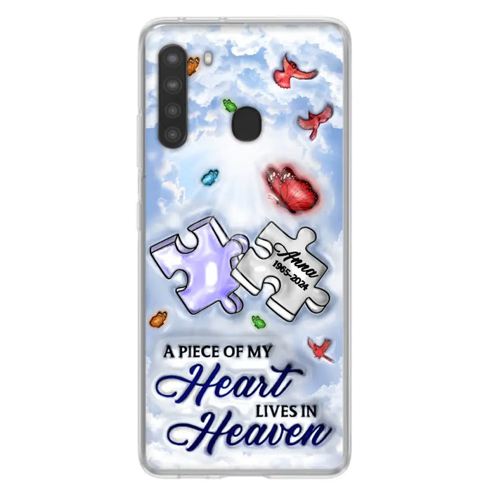Personalized Memorial Piece Phone Case - Memorial Gift Idea - Case For iPhone/Samsung - A Piece Of My Heart Lives In Heaven