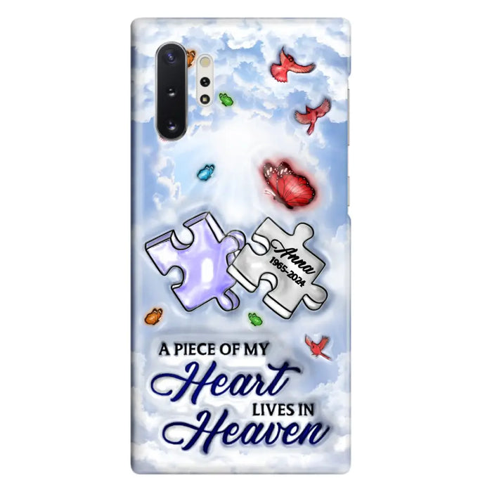 Personalized Memorial Piece Phone Case - Memorial Gift Idea - Case For iPhone/Samsung - A Piece Of My Heart Lives In Heaven