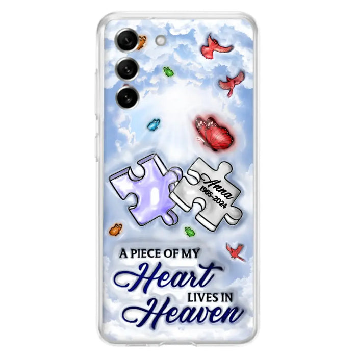 Personalized Memorial Piece Phone Case - Memorial Gift Idea - Case For iPhone/Samsung - A Piece Of My Heart Lives In Heaven