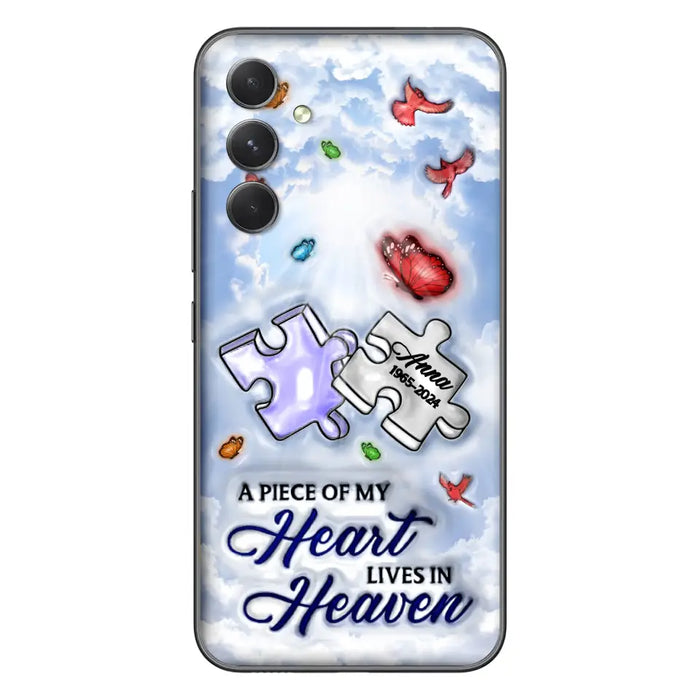 Personalized Memorial Piece Phone Case - Memorial Gift Idea - Case For iPhone/Samsung - A Piece Of My Heart Lives In Heaven