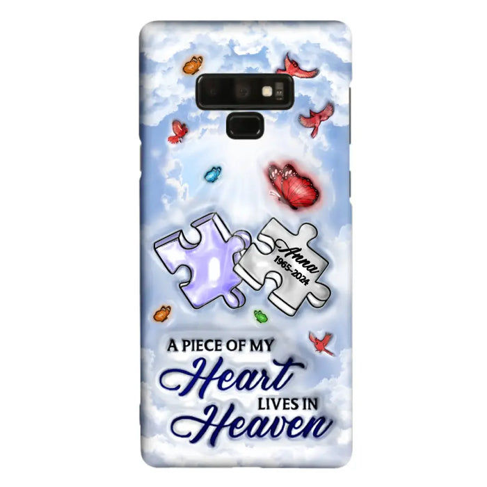Personalized Memorial Piece Phone Case - Memorial Gift Idea - Case For iPhone/Samsung - A Piece Of My Heart Lives In Heaven