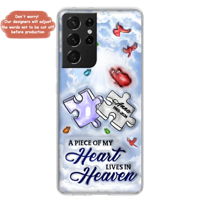Personalized Memorial Piece Phone Case - Memorial Gift Idea - Case For iPhone/Samsung - A Piece Of My Heart Lives In Heaven