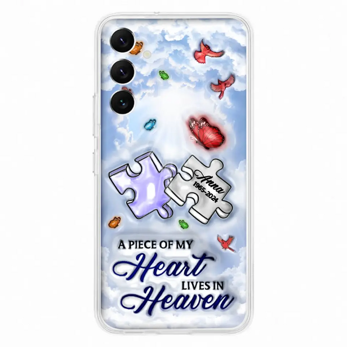 Personalized Memorial Piece Phone Case - Memorial Gift Idea - Case For iPhone/Samsung - A Piece Of My Heart Lives In Heaven