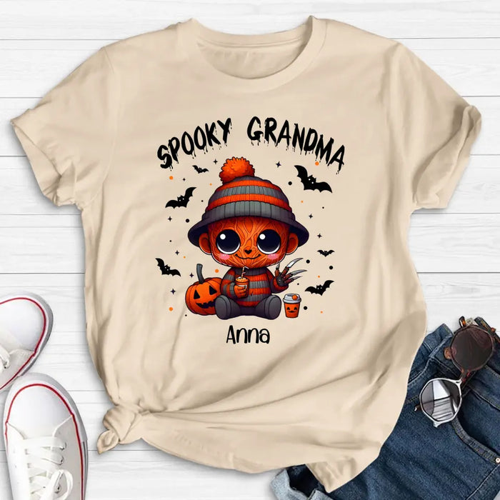 Personalized Spooky Grandma T-shirt/Long Sleeve/Sweatshirt/Hoodie - Holliday Gift Idea For Grandma/Mother - Up to 6 Kids