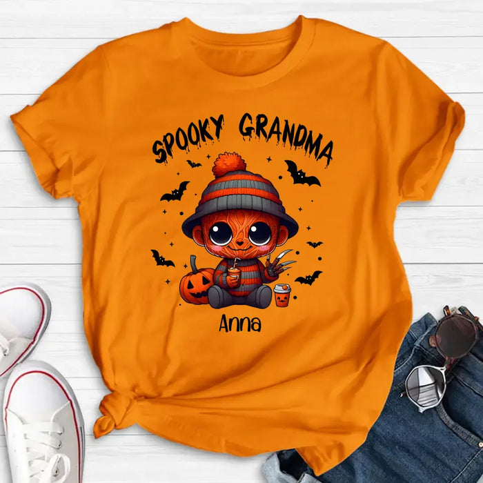 Personalized Spooky Grandma T-shirt/Long Sleeve/Sweatshirt/Hoodie - Holliday Gift Idea For Grandma/Mother - Up to 6 Kids