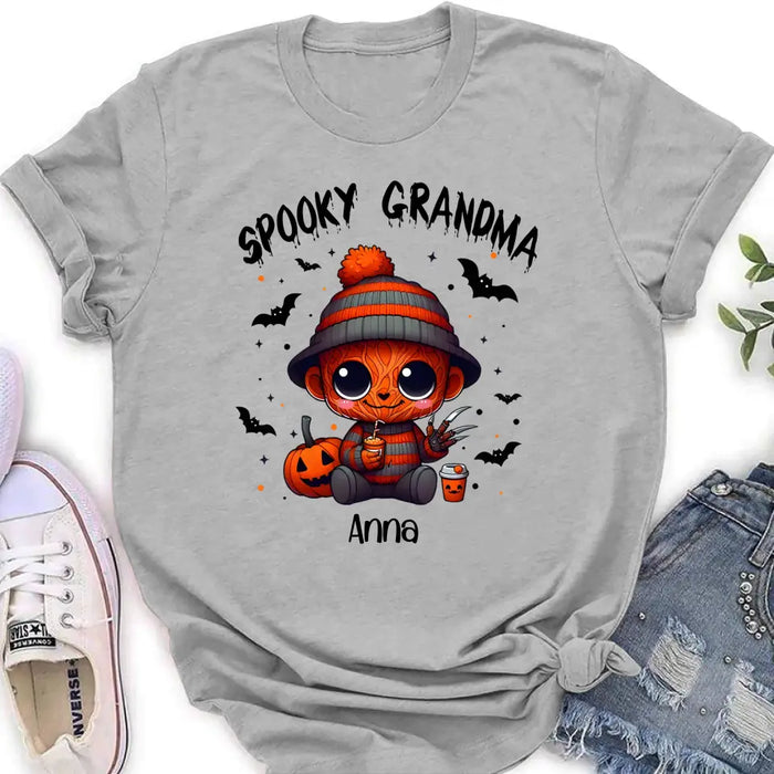 Personalized Spooky Grandma T-shirt/Long Sleeve/Sweatshirt/Hoodie - Holliday Gift Idea For Grandma/Mother - Up to 6 Kids