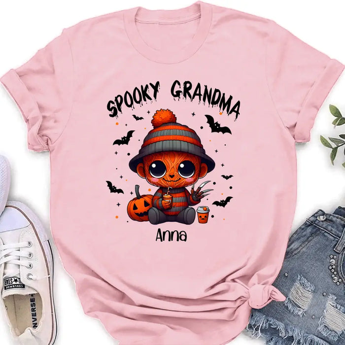 Personalized Spooky Grandma T-shirt/Long Sleeve/Sweatshirt/Hoodie - Holliday Gift Idea For Grandma/Mother - Up to 6 Kids