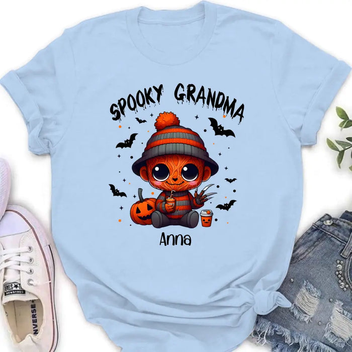 Personalized Spooky Grandma T-shirt/Long Sleeve/Sweatshirt/Hoodie - Holliday Gift Idea For Grandma/Mother - Up to 6 Kids