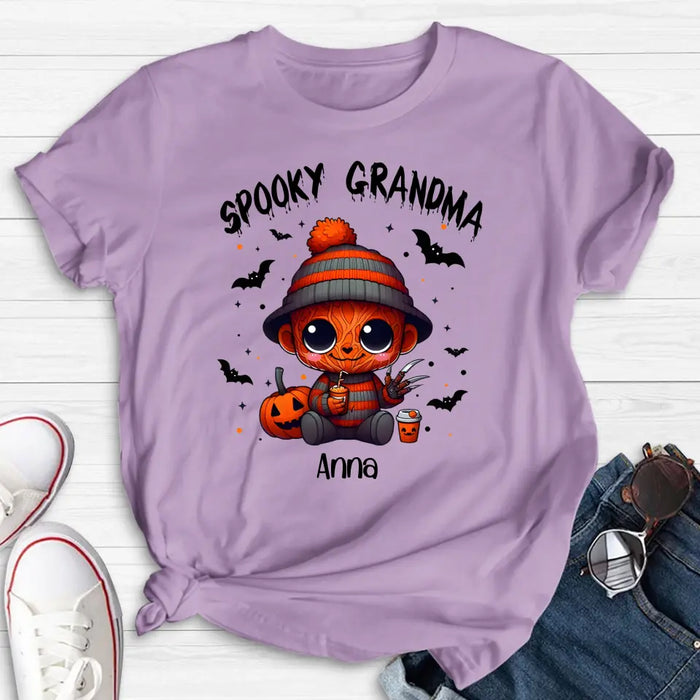 Personalized Spooky Grandma T-shirt/Long Sleeve/Sweatshirt/Hoodie - Holliday Gift Idea For Grandma/Mother - Up to 6 Kids