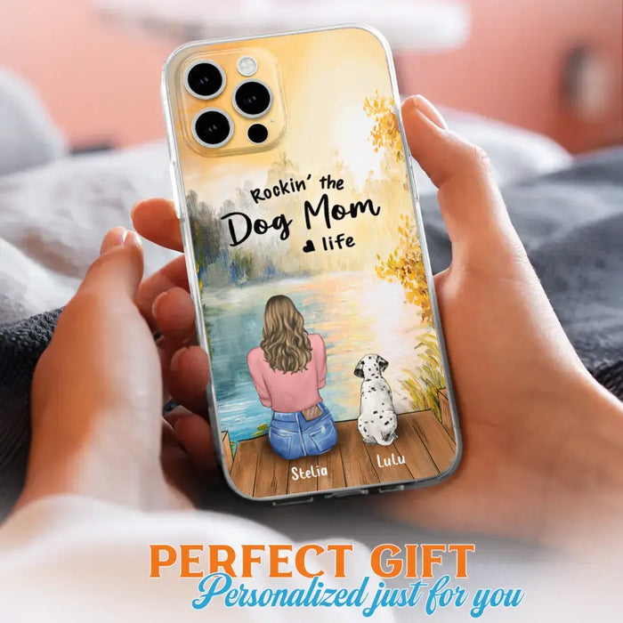 Custom Personalized Dog Mom Phone Case - Gifts For Dog Lovers With Upto 4 Dogs - Rockin' The Dog Mom Life - Case For iPhone, Samsung And Xiaomi