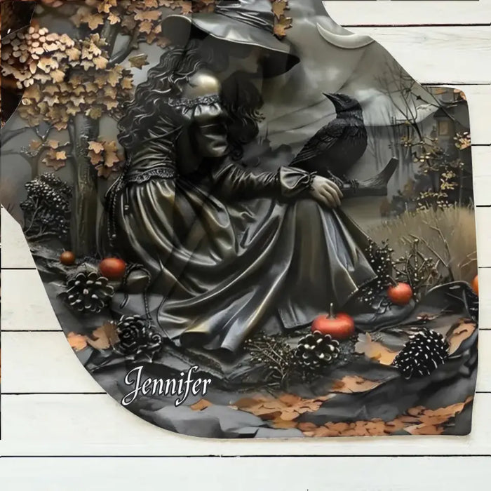 Personalized Witch Fleece Throw Blanket & Quilt - Halloween/Birthday Gift Idea For Friends, Witch Lovers