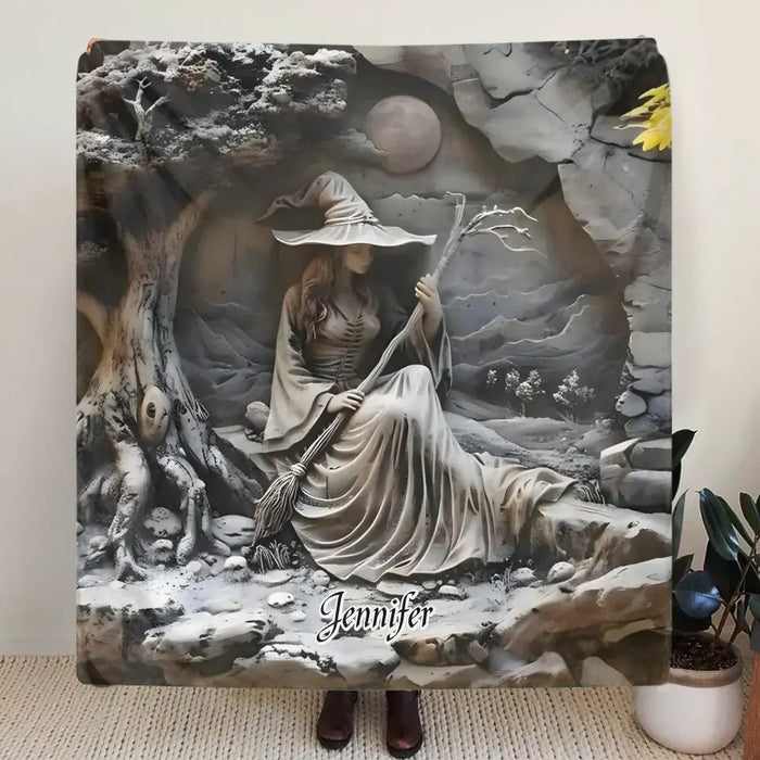 Personalized Witch Quilt/Fleece Throw Blanket - Halloween/Birthday Gift Idea For Yourself, Witch Lovers