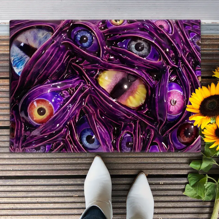 Personalized Creepy Glowing Eyes Doormat - Halloween Gift Idea